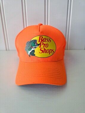 Bass Pro Shops Trucker Mesh Snapback Cap Hat Unisex Fluorescent Orange